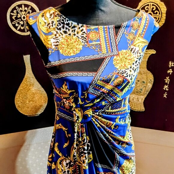 Dressbarn Leopard and Chains dress with scrunched side - Picture 1 of 7